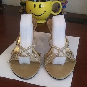 💛💎Sheikh Gold Heels W/Rhinestone Straps S-7.5